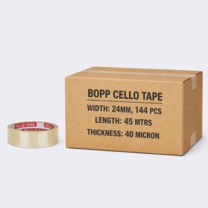 BOPP CELLO TAPE - WIDTH-24 MM, LENGTH-45 MTR, 40 MICRON, TRANSPARENT, 144 PCS