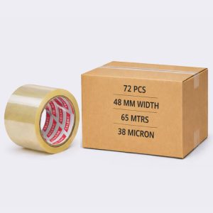 BOPP CELLO TAPE- WIDTH- 48 MM, LENGTH-65 MTR, 38 MICRON, TRANSPARENT, 72 PCS