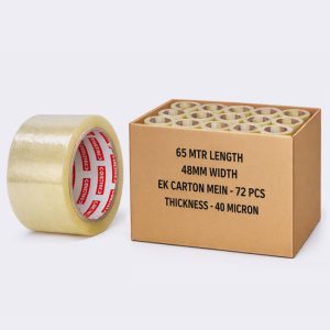 BOPP CELLO TAPE- WIDTH- 48 MM, LENGTH-65 MTR, 40 MICRON, TRANSPARENT, 72 PCS